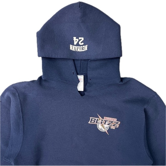 bozeman blitzz fc hoodie vintage 90s russell faded pullover fleece faded navy - Picture 5 of 12